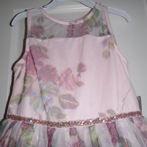 Girls Lilt Pink Hi Lo Sheer Floral Party Dress Size Sm 6/6X Flowers Summer NWT - Picture 3 of 3